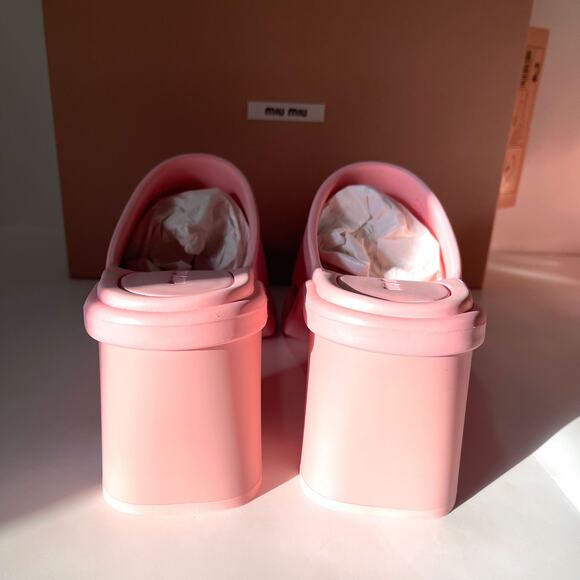 MIU MIU Lifestyle Logo Rubber Clog Mules in Light Pink Size 39/9 - Picture 9 of 16